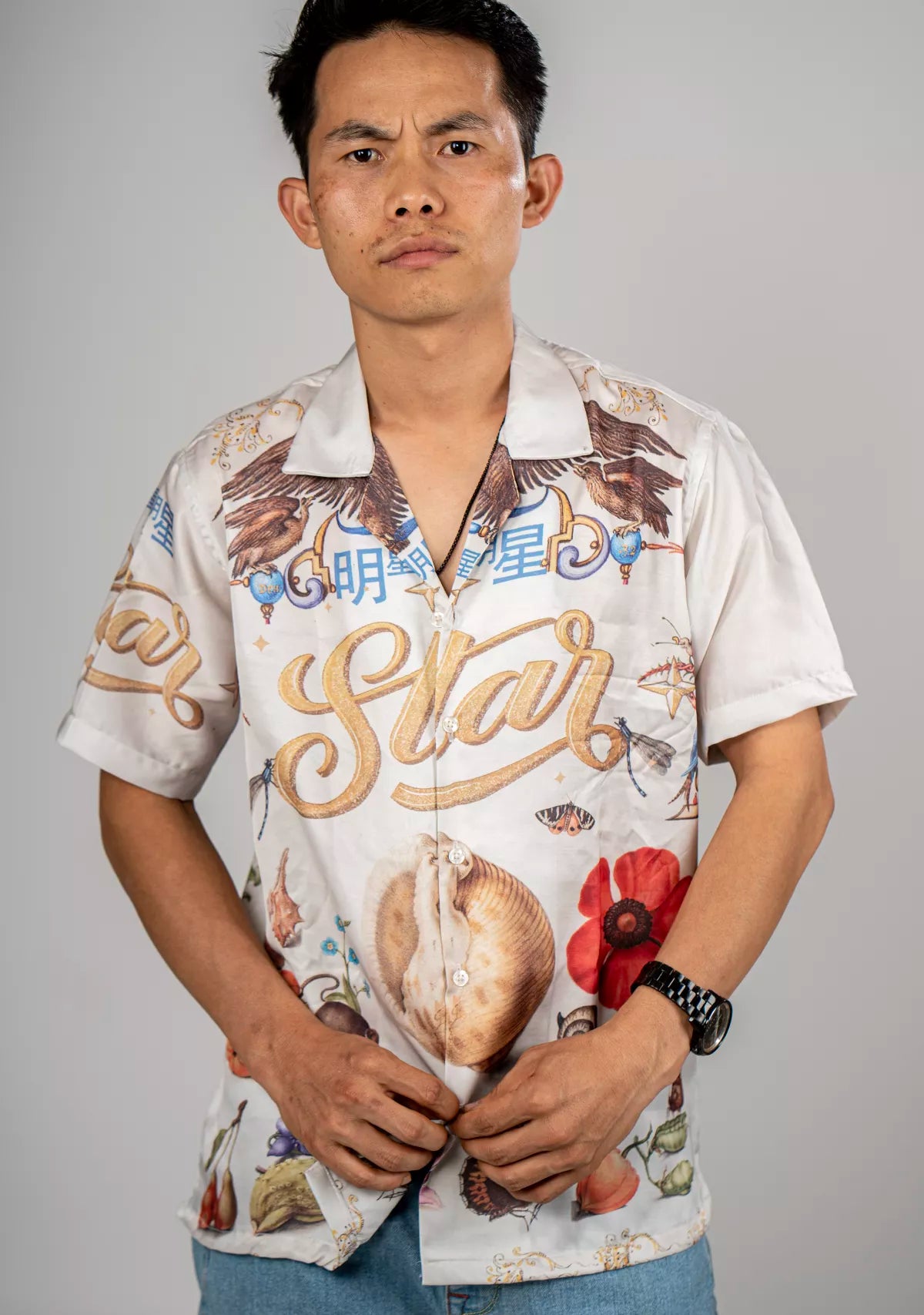 STAR SATIN OFFWHITE SHIRT