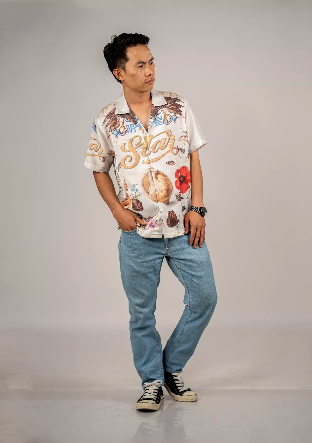 STAR SATIN OFFWHITE SHIRT